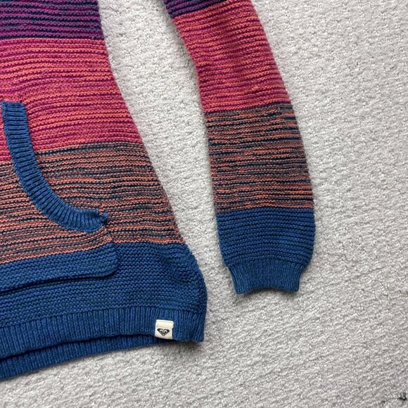 Y2K Roxy Surf Hoodie Boho Multicolor Striped Knit Women Sz M Skater Goth Emo - Picture 4 of 12